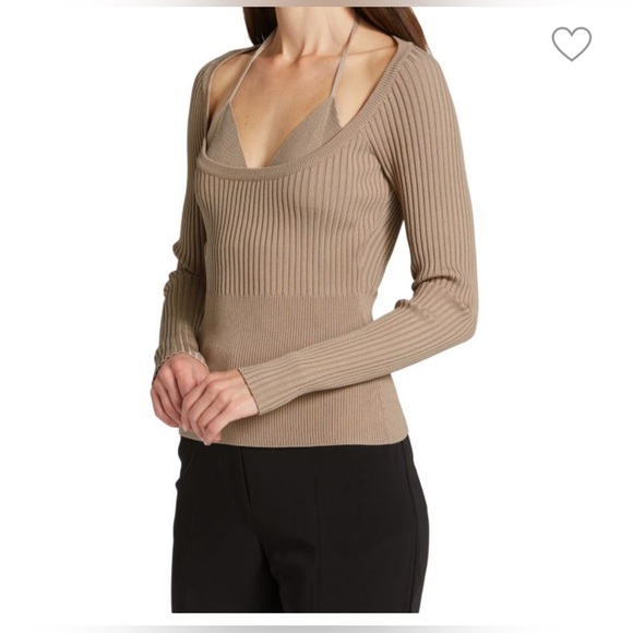 Jonathan Simkhai Jayline Layered Bralette Ribbed Long Sleeve Top Size Large NWT - Picture 2 of 7